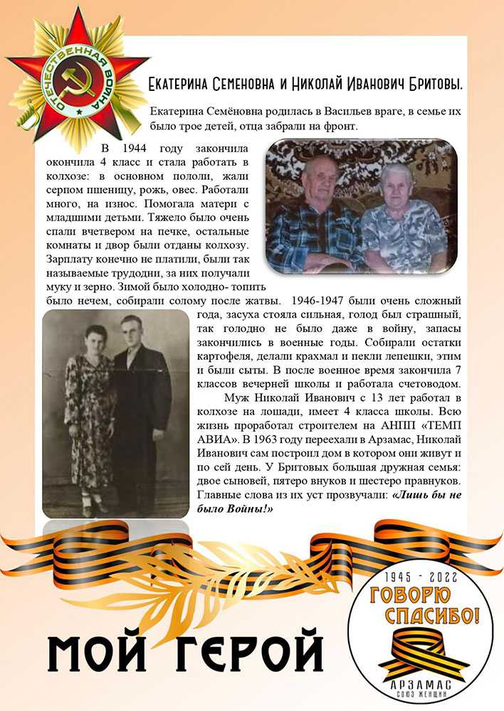 Мой герой. Екатерина Семеновна и Николай Иванович Бритовы