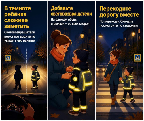 Безопасность детей на дороге: особенно важно в тёмное время суток