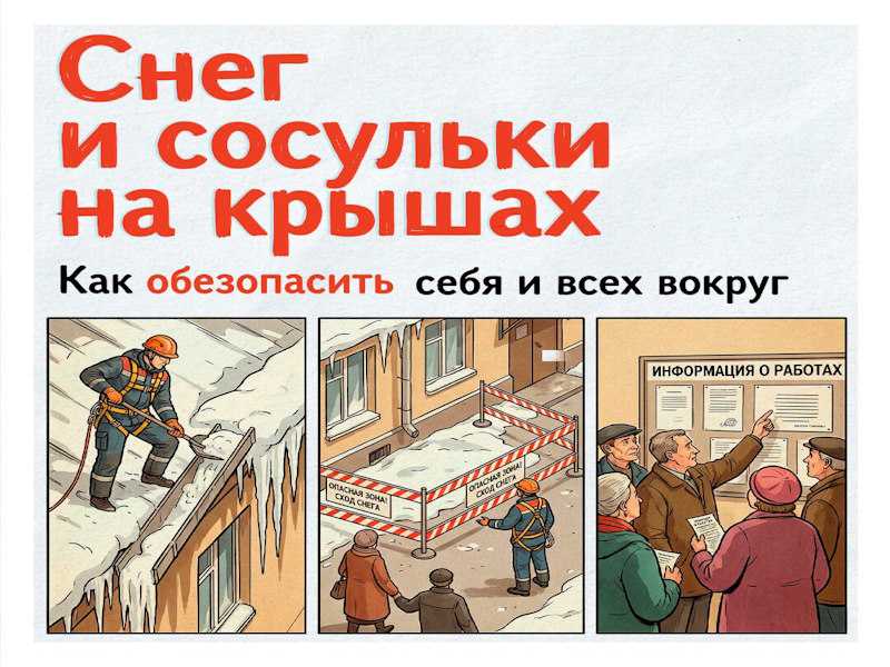 Куда сообщить об опасности. Снег и сосульки на крышах.